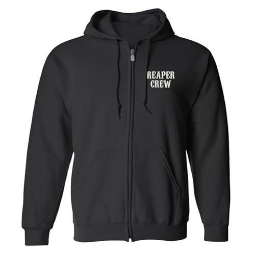 FX Sons of Anarchy Reaper Crew Fleece Zip-Up Hooded Sweatshirt - Officially Licensed - Large Black