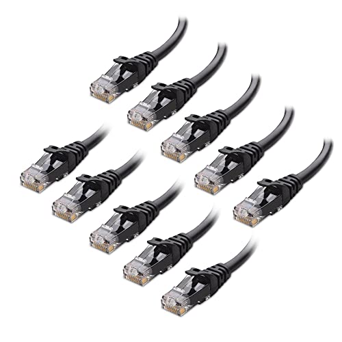 Cable Matters 10Gbps 10-Pack Snagless Short Cat 6 Ethernet Cable 7 ft (Cat 6 Cable, Cat6 Cable, Internet Cable, Network Cable) in Black