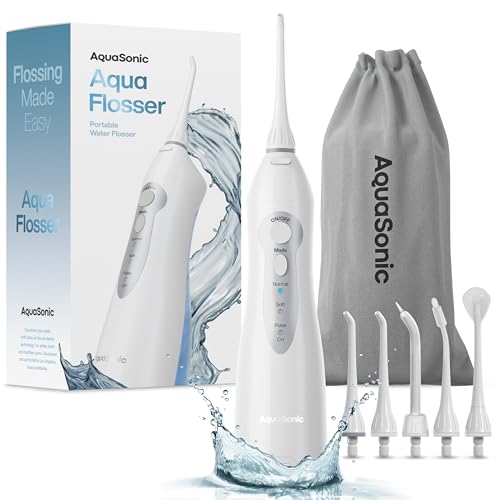AquaSonic Aqua Flosser - Cordless Rechargeable Water Flosser for Teeth - Waterproof, Portable Oral Irrigator for Dental Cleaning with 5 Jet Tips – Braces Home Travel