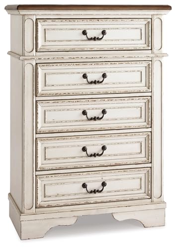 Signature Design by Ashley Realyn Vintage 5 Drawer Chest, White