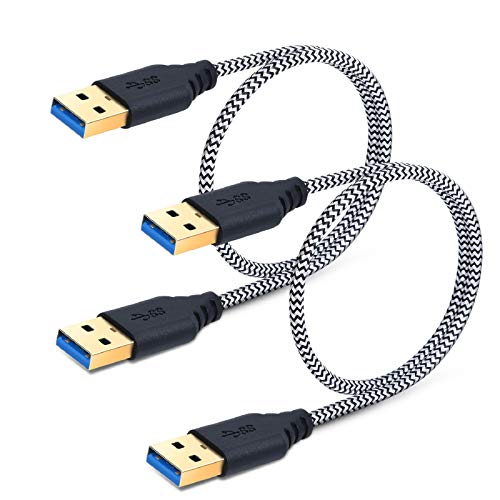 Besgoods USB to USB 3.0 Cable, 2-Pack 1.5ft Short Braided USB 3.0 A to A Cable - A Male to Male USB Cable Cord for Laptop Cooling Pad, DVD Players, Hard Drive Enclosures, White