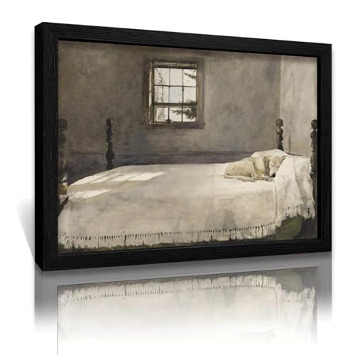 Master Bedroom by Andrew Wyeth Canvas Wall Art Print Poster For Home School Office Decor Ready to Hang Framed Wood Black 12x16inch(30x40cm)