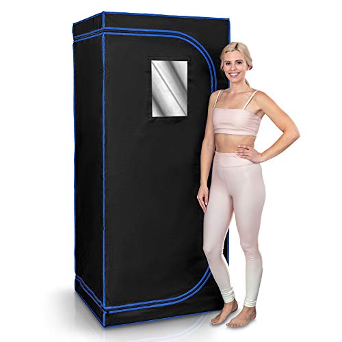 SereneLife Infrared Heat Home Sauna, Compact & Portable Spa Style Steam Sauna, Foot Pad Heating Mat, Indoor Personal Sauna with Foldable Chair, at-Home Relaxation and Rejuvenation