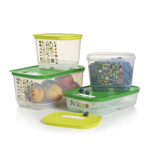 Tupperware Brand FridgeSmart Starter Set - 4 Containers to Store & Extend Shelf Life of Produce + Lids - Dishwasher Safe & BPA Free