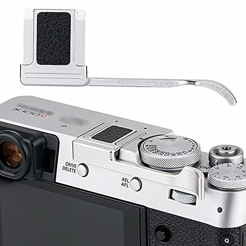 JJC Deluxe Metal Thumb Up Grip for Fujifilm X100VI Fuji X-E4 XE4 X-E3 XE3 X100V X100F X100T Thumb Rest Support Silver, Not Affected The Use of Thumb Wheel