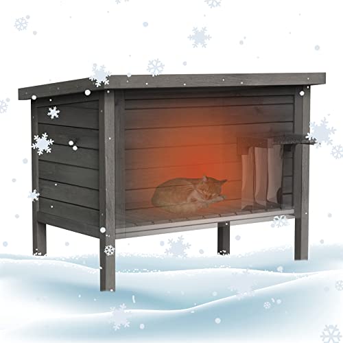 GDLF Outdoor Cat House Feral Cat Enclosure 100% Insulated All-Round Foam Weatherproof Solid Wood Large Size for Multiple Cats 34.5' L*21.5' W*27.2' H