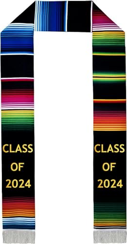 Deluxe Mexican Graduation Sash 2024 | Mexican Graduation Stole Class of 2024 | Authentic Mexican Art Serape Stole Mexican Sash for Graduation 2024