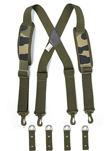 MELOTOUGH Tactical Duty Belt suspenders Police Suspenders Law Enforcement for Duty Battle Belt Suspenders with Padded Adjustable tool belt Suspenders Camo Green