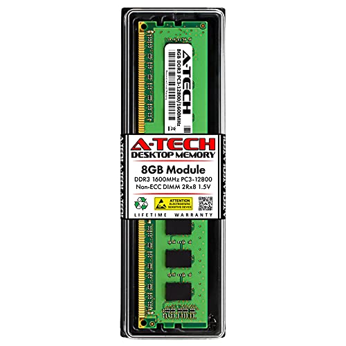 A-Tech 8GB RAM for HP Pavilion 500-277c, 500-401a, 500-b23w, h8-1300z, p6-2311, p6-2330ef, p6-2352eg, p6-2393ef, p6-2394eg, p7-1240 | DDR3 1600MHz PC3-12800 DIMM 1.5V Non-ECC UDIMM Memory Upgrade