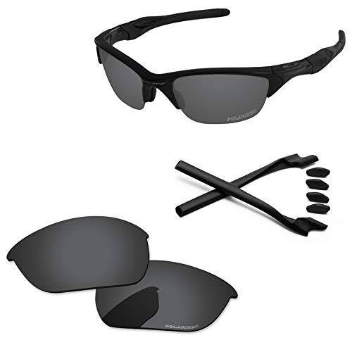 PapaViva Replacement Lenses & Rubber Kits for Oakley Half Jacket 2.0 OO9144 Black Grey - Polarized