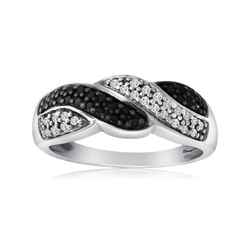 Hdiamonds 1/4 Carat Total Weight (cttw) 10K Black and White Gold Diamond Ring for Women (Size: 5)