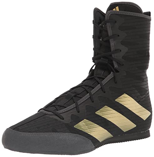 adidas Unisex Hog 4 Boxing Shoe, Black/Gold Metallic/Grey, 10 US Men