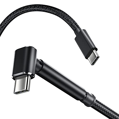 FANPL 90 Degree USB C to USB C Cable, (10ft 65W, 1-Pack) Nylon Right Angle Type C Fast Charger Cord for Steam Deck, Switch, Switch OLED, Switch Lite, Phone, Tablet, Laptop