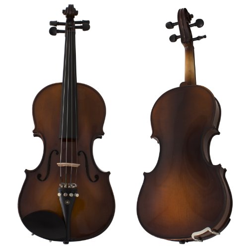 Cecilio CVN-EAV Ebony Fitted Solidwood Violin in Varnish Antique with Deluxe Oblong Hard Case Size 4/4 (Full Size)