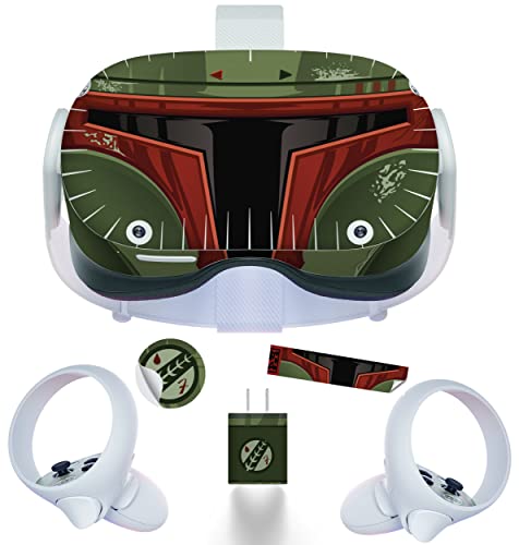 Arlon Graphics Bounty Hunter Skin Wrap Decal for Oculus Quest 2 - Includes Decals for The Front, top, Bottom, Two Controllers, Charging Plug and 2 Extra Stickers - Video Instructions, Green