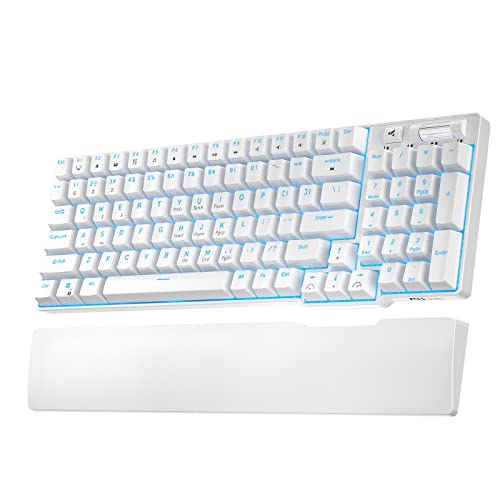 RK ROYAL KLUDGE RK96 90% Triple Mode BT5.0/2.4G/USB-C Hot Swappable Mechanical Keyboard with Magnetic Wrist Rest, 96 Keys Wireless Gaming Keyboard with Software, Blue Backlight