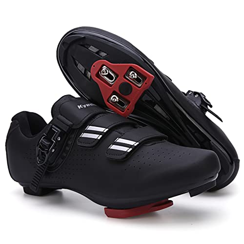 Mens Womens Cycling Shoes Compatible with Pelaton Bike Shoes Road Bike Shoes Riding Bicycle Pre-Installed with Delta Cleats Clip Indoor Outdoor Pedal Size 10 Black