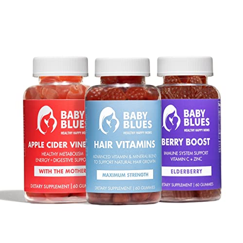 Baby Blues Postpartum Pack (Pack of 3) - Vitamin Kit for New Moms: Hair, Energy, and Immunity Support - Assorted Flavors - Non GMO, Gluten-Free Supplements