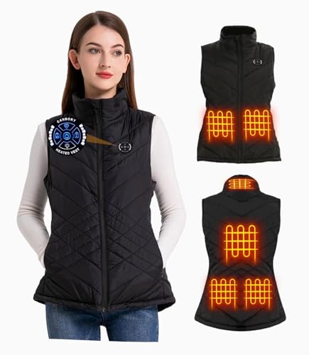 CANBORY Womens Heated Vest, 5IN1 Smart Controller Electric Heating Jacket Coat Vests, Gifts for Women