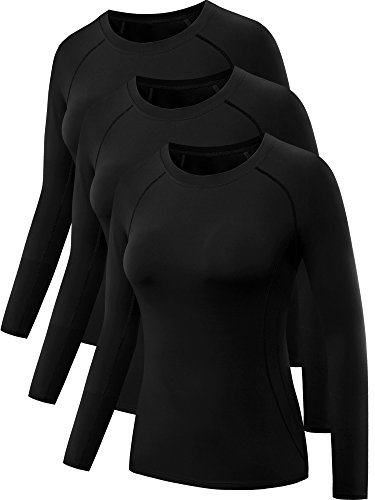 NELEUS Women's 3 Pack Compression Workout Shirt,8021,Black,S,Tag M