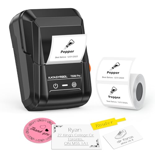 SUPVAN T50M Pro Bluetooth Label Maker Machine with Tape, Wide Waterproof Label, Versatile App with 40 Fonts and 450+ Icons, Inkless Labeler for Home, Kitchen, School, Office Organization, Black