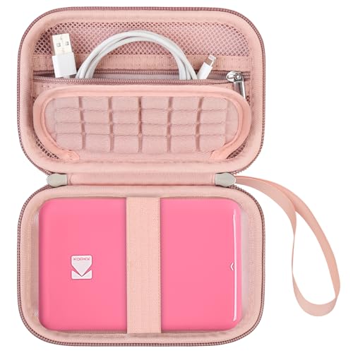 Supmay Hard Carrying Case for Kodak Step Color Instant Photo Printer, Wireless Bluetooth Portable Smartphone Printer, Zipper Mesh Pocket for USB Cable, Photo Paper, Rose Gold