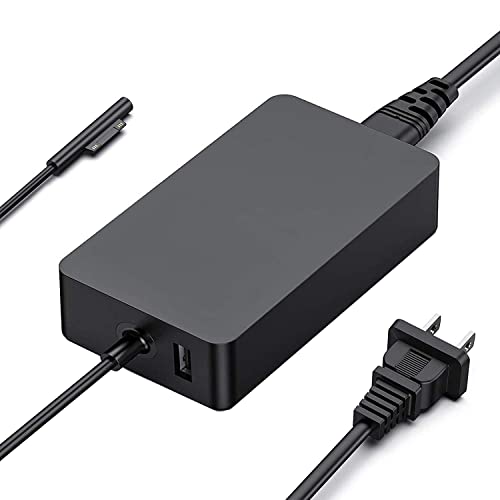 65W Surface Pro Charger for Microsoft Surface Pro 9, 8, 7+, 7, 6, 5, 4, 3, X, Windows Surface Laptop 5, 4, 3, 2, 1, Surface Go Tablet, Surface Book 3, 2, 1, Support 44W, 36W