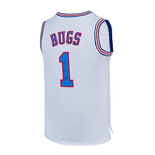 Men's Basketball Jersey #1#10#! 1/3 Bugs Lola Taz Tweety Space Movie Jersey Shirts White/Black S-XXL (#1 White, Large)