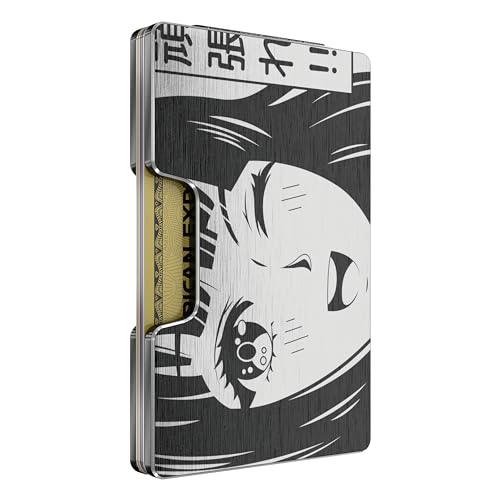 Freja Svendsen Engraved Aluminum Anime Wallet for Men - Slim Money Clip & Card Holder with Laser Engraving Finish. Enhanced RFID Blocking, Compact, Unique & Minimalist Wallets - Manga