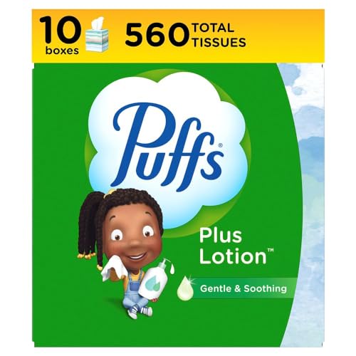 Puffs Plus Lotion Facial Tissues, 10 Cubes, 56 Tissues Per Box