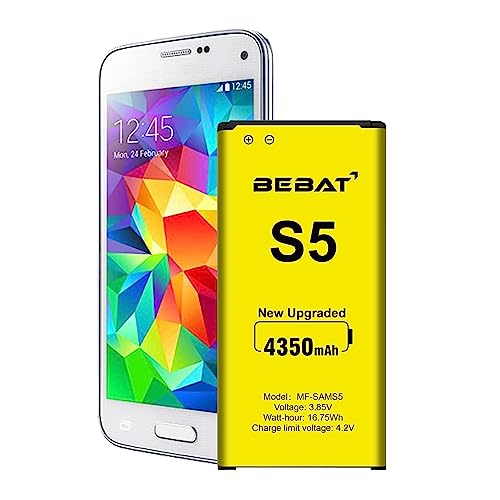 BEBAT Replacement Battery for Samsung Galaxy S5,4350mAh High Capacity New 0 Cycle Lithium Polymer Replacement Battery G900A G900P G900V G900T G900F G900H G900R4 I9600 Galaxy S5 Battery