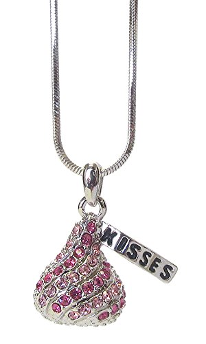 Fashion Jewelry ~ Pink Crystal Studs Kisses Pendant Necklace for Women Casual