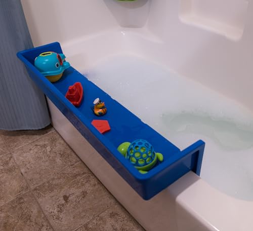 Tub Topper Bathtub Splash Guard Play Shelf Area -Toy Tray Caddy Holder Storage -Suction Cups Attach to Bath Tub -No Mess Water Spill in Bathroom -Fun for Toddlers Kids Baby