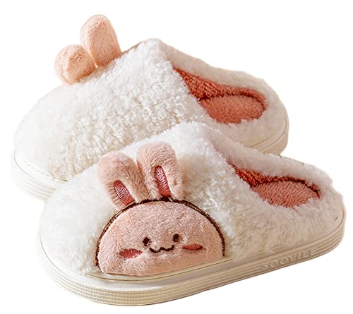 Epsion Women Cute Bunny Slippers Faux Fur Fluffy Winter Slip-On House Slippers Warm Plush Fuzzy Anti-Skid Indoor Outdoor Shoes