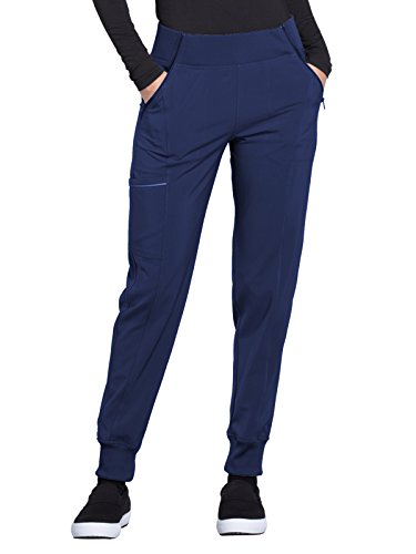 Infinity Cherokee Jogger Scrub Pants for Women Mid Rise Cargo Pocket with 4-Way Stretch Moisture Wicking Technology CK110A, L, Navy