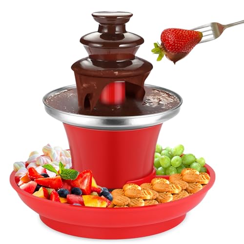 Mini 3 Tier Chocolate Fountain, Beyoung Electric Chocolate Machine for Parties, Melts Chocolate, Cheese, BBQ Sauce, Liqueurs