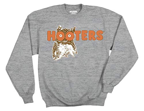 Ripple Junction Hooters Hootie The Owl Vintage Logo Adult Crew Sweatshirt Officially Licensed MD Heather Grey