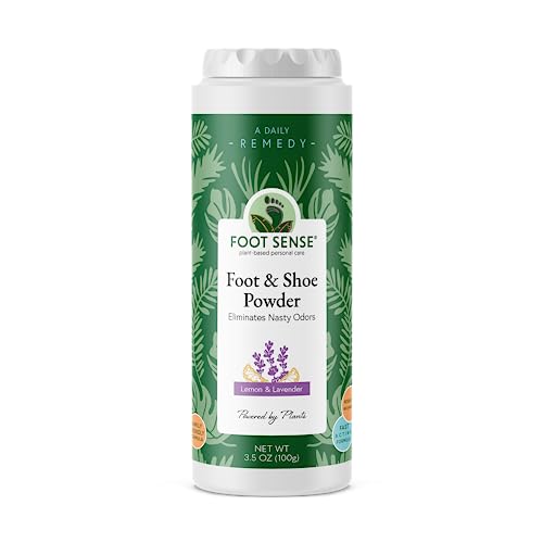Foot Sense All Natural Smelly Foot & Shoe Powder - Foot Odor Eliminator Lasts up to 6 Months. Natural Formula for Smelly Shoes and Stinky feet. Protects disinfects & deodorizes.