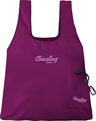 ChicoBag Original Compact Reusable Grocery Bag w/Attached Pouch and Carabiner Clip | Perfect for Shopping, Travel, Organization | Eco-Conscious Packable Tote | Boysenberry (Pack of 1)