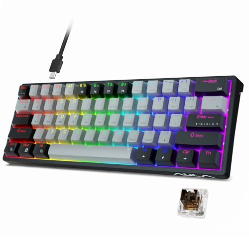 AULA 60 Percent Wired Mechanical Gaming Keyboard, 29 RGB Backlit Custom Hot Swappable Keyboard, Brown Switch 60% Mini Small Compact Keyboard for PC/Mac/Laptop/Wins —— (Wired Version)