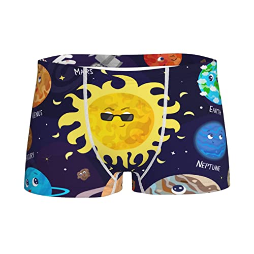 EASSEN Boys' Galaxy Solar System Planet Boxer Briefs Soft Cotton Underwear