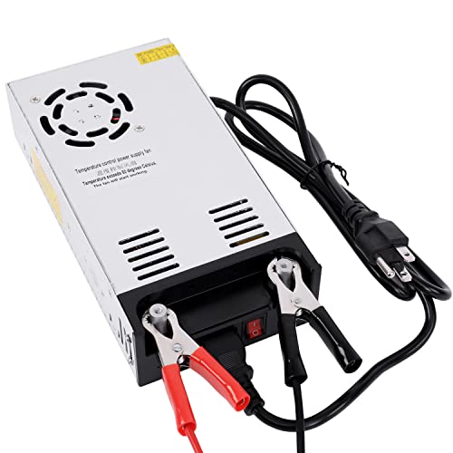 High-Power SMPS 110V/220V AC to 12V DC Converter - 50A 600W Power Supply - Adjustable Switch Transformer for LED Strip, LCD Monitor CCTV, Radio/Car Stereos, 3D Printer - Includes 2 Clamp Wires