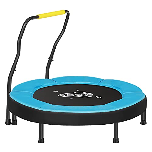 SONGMICS Trampoline for Kids, 3ft Mini Trampoline with Handlebar, Toddler Trampoline for Indoor and Outdoor, Max. Load 220 lb, Blue USTR036Q01