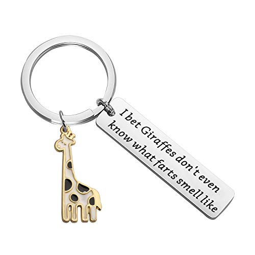 Zuo Bao Funny Giraffe Gifts Giraffe Jewelry Giraffe Lovers Gift I Bet Giraffes Don’t Even Know What Farts Smell Like Keychain Animal Keychain Gift for Best Friend