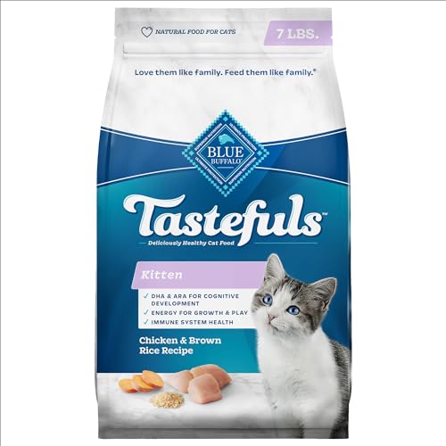 Blue Buffalo Tastefuls Kitten Food With DHA Dry Cat Food Made in the USA with Natural Ingredients, Chicken Recipe, 7-lb. Bag