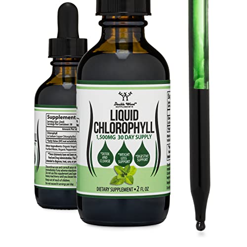 Chlorophyll Liquid Drops - Peppermint Flavored, Vegan Safe (Rich, Full Texture and Taste, Not Watered Down) for Skin Health, and Immune Function (Líquidas de Clorofila) by Double Wood