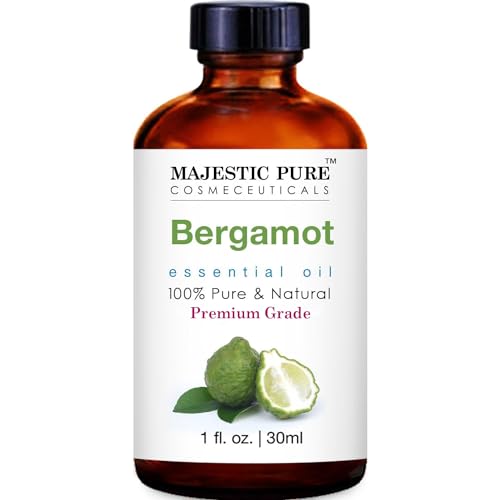 MAJESTIC PURE Bergamot Essential Oil, Premium Grade, Pure and Natural, for Aromatherapy, Massage, Topical & Household Uses, 1 fl oz