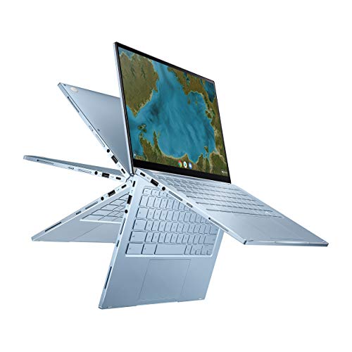 ASUS Chromebook Flip C433 2 in 1 Laptop, 14' Touchscreen FHD NanoEdge Display, Intel Core m3-8100Y Processor, 8GB RAM, 64GB eMMC Storage, Backlit Keyboard, Silver, Chrome OS, C433TA-AS384T