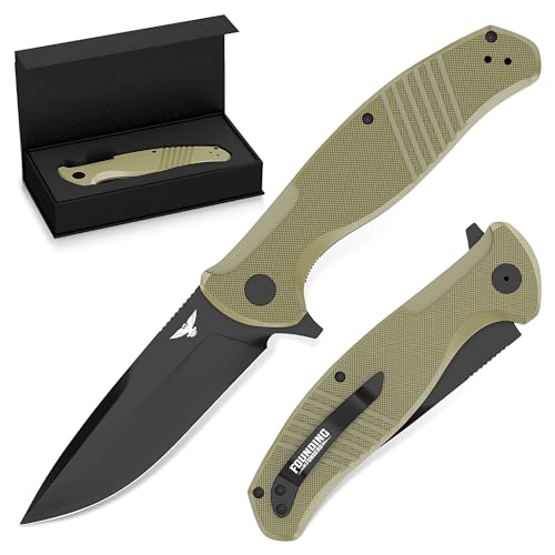 FOUNDING FORGERS 3.75' D2 Pocket Knife For Men | Large EDC Knife With Case EDC Knives For Men Folding Pocket Knife Hunting Pocket Knives & Folding Knives