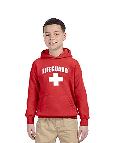 Officially Licensed LIFEGUARD First Quality Youth Kids Hooded Pullover Sweatshirt with Hood (M (10/12)) Red